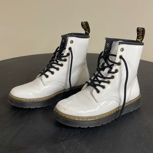 White Leather Doctor Martens Combat Boots Size 6
